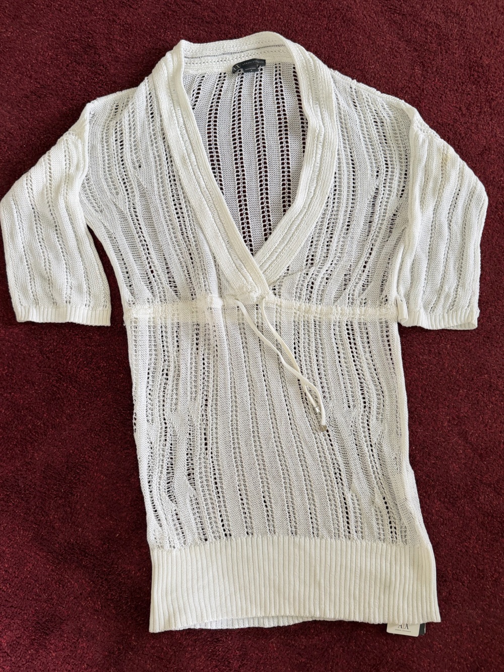 Armani Exchange White Knit Swim Coverup